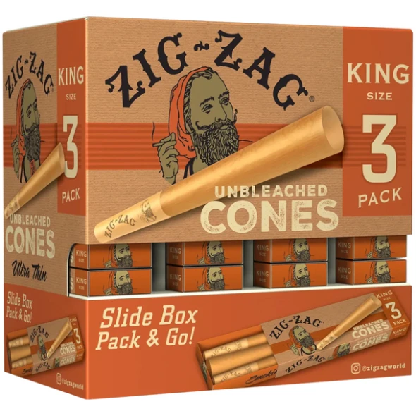ZIG ZAG - 3PK KING SIZE CONES 36CT