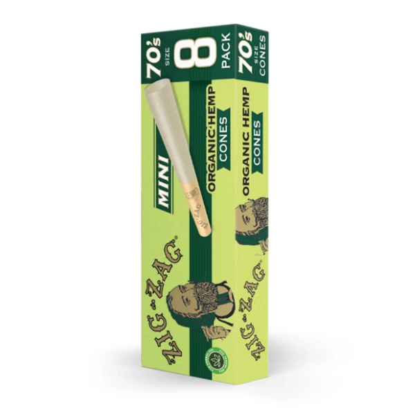 ZIG ZAG - ORGANIC HEMP CONES 18CT - 70S MINI SIZE 8PK