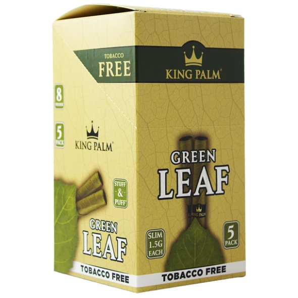 KING PALM - GREEN LEAF SLIM ROLLS - 5PK 8CT