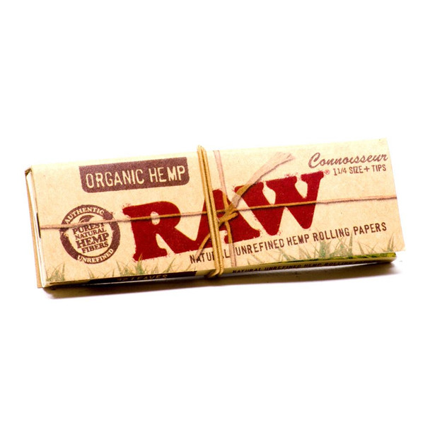 RAW - ORGANIC HEMP - CONNOISSEUR - 1 1/4 + TIPS- 24 PER BOX