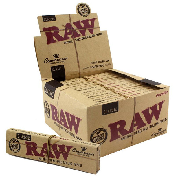 RAW - ORGANIC HEMP - CONNOISSEUR - KING SIZE + TIPS- 24 PER BOX RAW - ORGANIC HEMP - CONNOISSEUR - KING SIZE + TIPS- 24 PER BOX