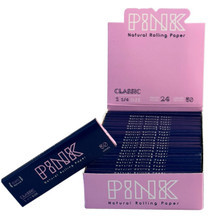 PINK - NATURAL ROLLING PAPER - PRE-ROLLED CONES 1 1/4 - DISPLAY OF 24 PACKS - 6 CONES PER PACK - 144 CONES 1 1/4