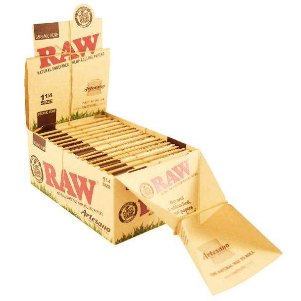 RAW - ORGANIC HEMP - 1 1/4 - ARTESANO - 15 PER BOX RAW - ORGANIC HEMP - 1 1/4 - ARTESANO - 15 PER BOX