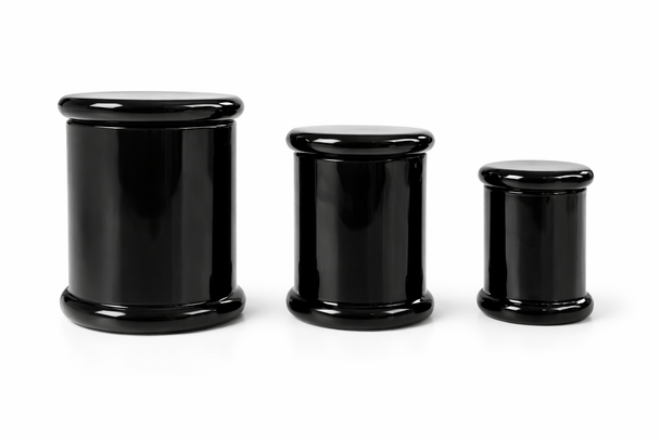 MEDIUM GLASS JAR - BLACK GLASS JAR (MIDDLE) - MEDIUM BLACK