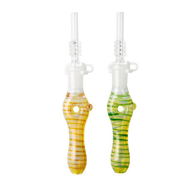FUMED GLASS DONUT HONEY STRAW NECTAR COLLECTOR - 14MM QUARTZ TIP