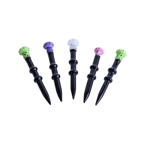 4″ ASSORTED GLASS MUSHROOM DABBING TOOL WITH CAP - CU21