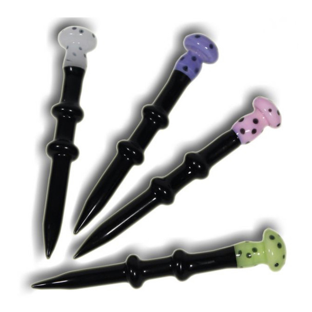 4″ ASSORTED GLASS MUSHROOM DABBING TOOL WITH CAP - CU21
