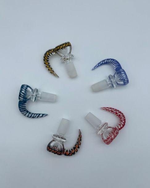 GLASS BOWL - CC417 - WRAPPED HORN - MIXED COLORS [14MM]