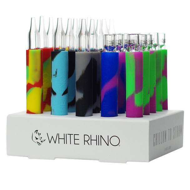 WHITE RHINO - CHILLUM TO STRAW ORIGINAL PYREX 25 CT WHITE RHINO - CHILLUM TO STRAW ORIGINAL PYREX 25 CT