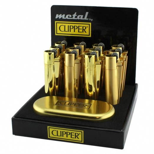 CLIPPER METAL FLINT LIGHTER - GOLD MATT/SHINNY - 12PACK