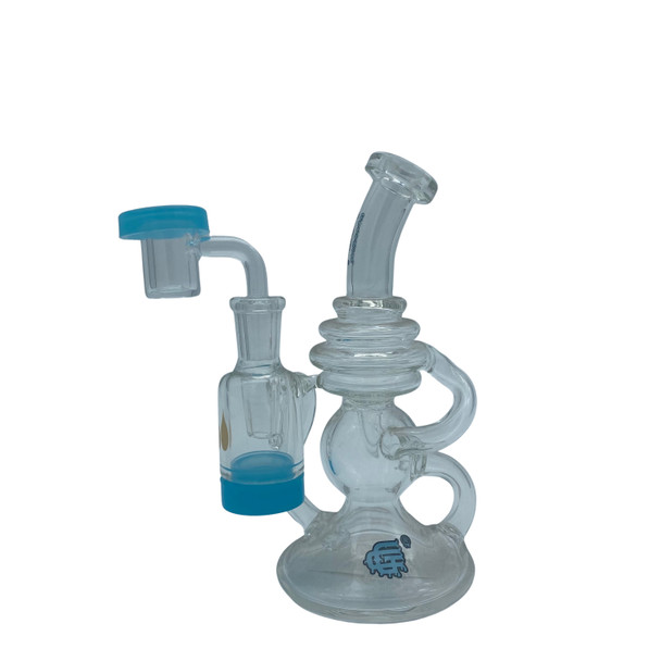 CRYSTAL GLASS - C6310 - RIG + BANGER + 5ML SILICONE CONTAINER [7'']