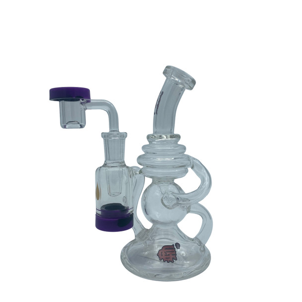 CRYSTAL GLASS - C6310 - RIG + BANGER + 5ML SILICONE CONTAINER [7'']