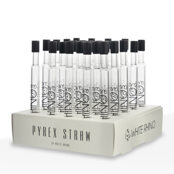 WHITE RHINO - PYREX V2 DAB STRAW W/ SILICONE CAP 25 CT WHITE RHINO - PYREX V2 DAB STRAW W/ SILICONE CAP 25 CT