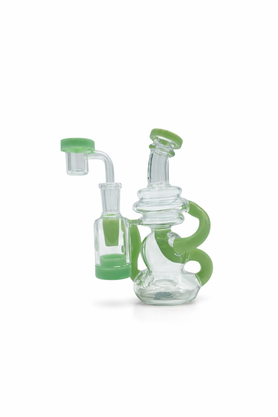 CRYSTAL GLASS - C6309 - RIG + BANGER + 5ML SILICONE CONTAINER