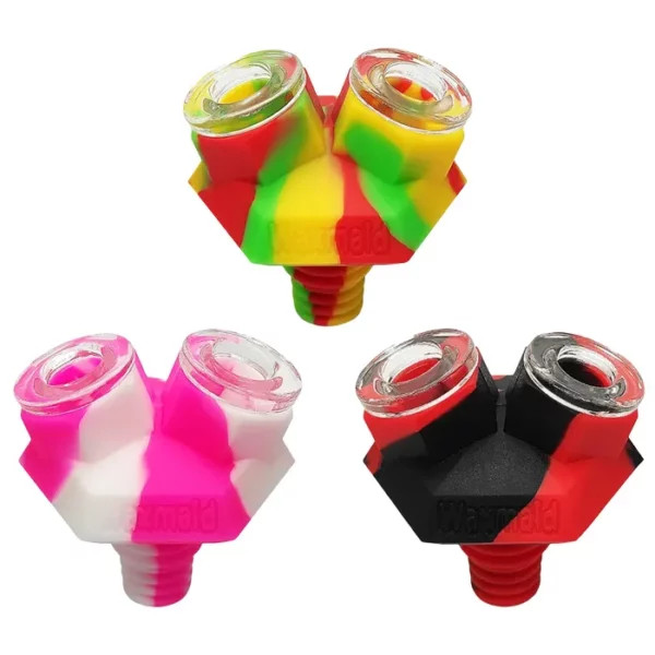 WAXMAID - TWINS - SILICONE + GLASS BOWL DISPLAY - [14MM - 12 IN DISPLAY]