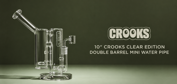 10" CROOKS CLEAR EDITION DOUBLE BARREL MINI WATER PIPE