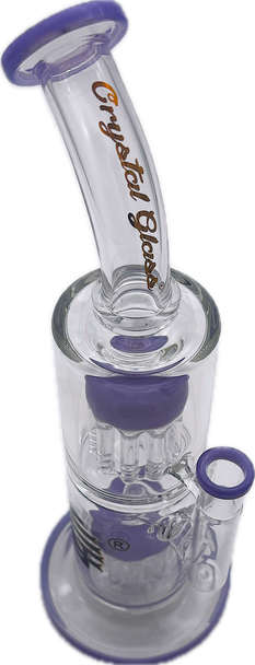 12" CRYSTAL GLASS TWO CHAMBER WATER PIPE 4098