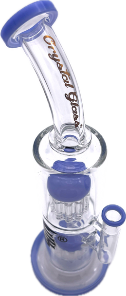 12" CRYSTAL GLASS TWO CHAMBER WATER PIPE 4098