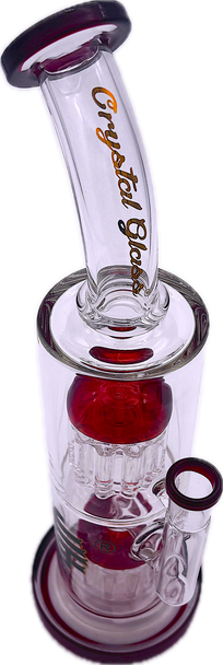 12" CRYSTAL GLASS TWO CHAMBER WATER PIPE 4098