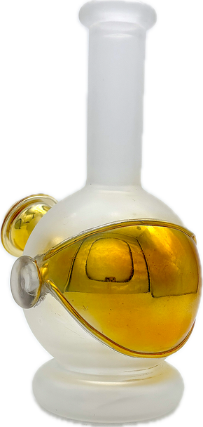 9" FROSTED SPACEMAN MINI WATER PIPE WHITE/GOLD