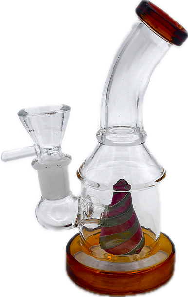 6" COLOR SWIRL CONE PERC W/ COLOR RIM WATER PIPE