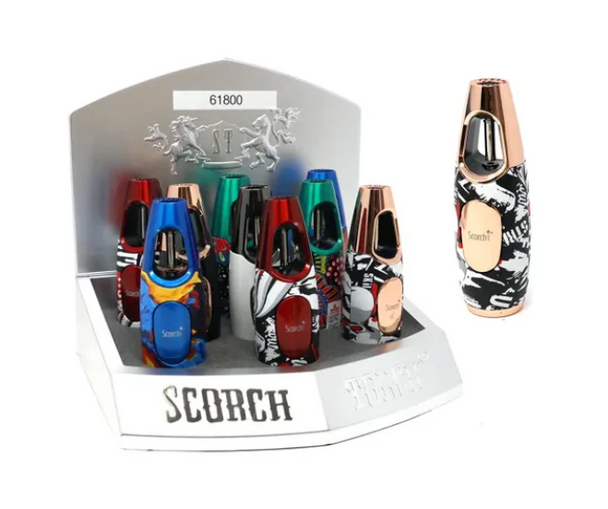SCORCH TORCH - DISPLAY OF 9 - 61800 - HAND HELD SINGLE FLAME TORCH GRAFFITI