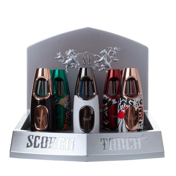 SCORCH TORCH - DISPLAY OF 9 - 61800 - HAND HELD SINGLE FLAME TORCH GRAFFITI