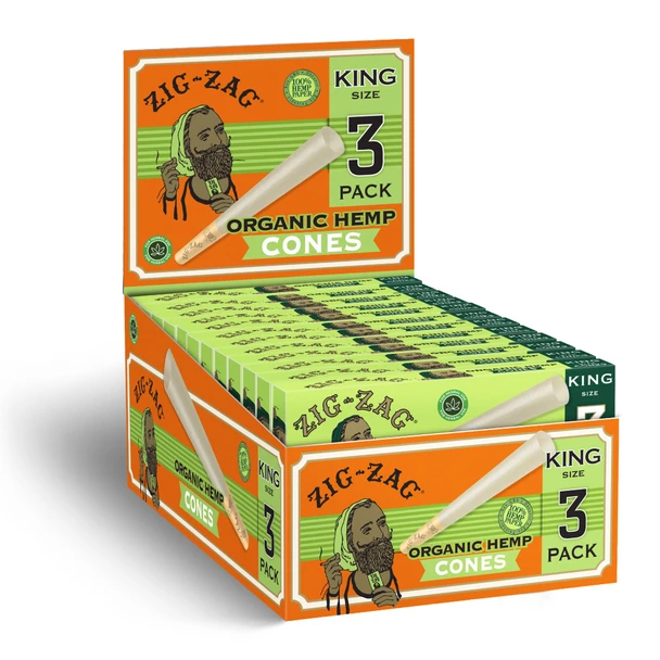 ZIG ZAG - ORGANIC HEMP CONES 24CT - KING 3PK