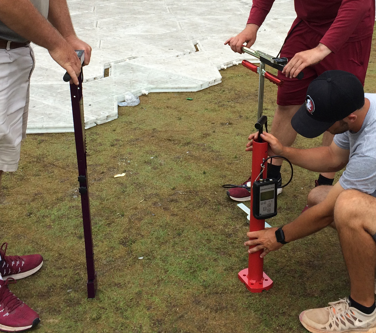 Clegg Impact Tester - 2.25 kg Model shown with Field Scout Moisture Sensor (Not Included) and Turf-Tec Shear Strength Tester (Not Included).  These are the three testing instruments that each NFL Field uses before and after games to check for safety and playability of the athletic fields