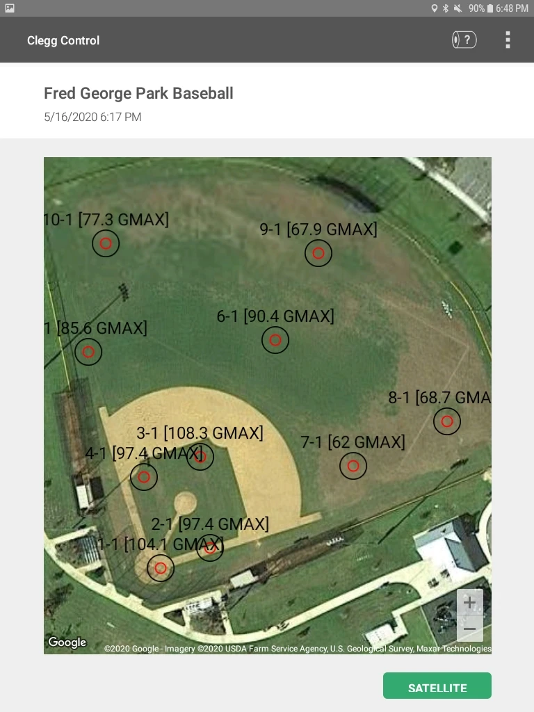 New GPS Mapping for Clegg Impact Tester - Baseball