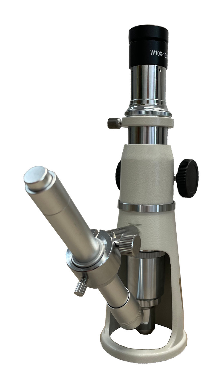 Turf-Tec MACROSCOPE portable monocular microscopes. 20x 40x and 100x magnification power scopes with pen light and hard case - Side View