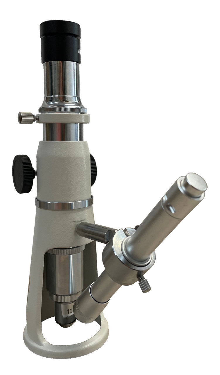 Turf-Tec MACROSCOPE portable monocular microscopes. 20x 40x and 100x magnification power scopes with pen light and hard case - Side View