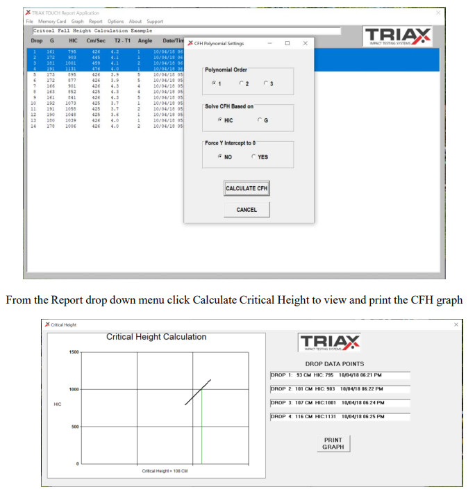 Triax Touch HIC Impact Tester with Tripod and hard case - Computer program