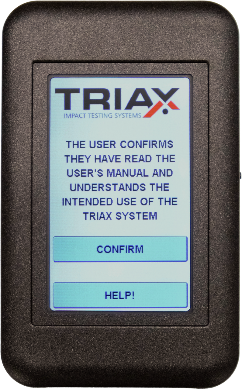 Triax gMax Impact Tester with Guide Tube and hard case  - Tablet shown