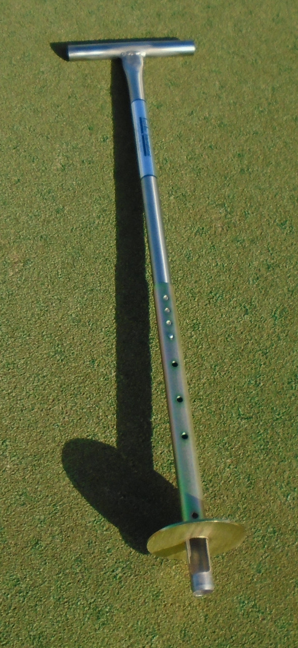 The Turf-Tec Tubular Soil Sampler with Adjustable Foot extracts a core sample at various depths up to 12 inches deep by 3/4 inches wide. 