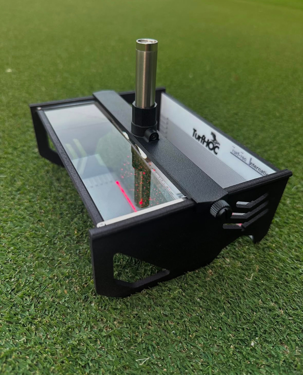 The new Turf-Tec Grass Height Prism Gauge with Laser. It is designed to tell you the actual height of cut that the mower is making on the turfgrass area as well as the quality of cut.