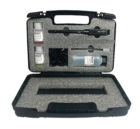 FieldScout Wireless pH, EC and ORP Meter - Unit includes meter, pilot hole maker, brush to clean the probe, wireless base and charging cord, pH4, pH7 and EC calibration solutions and a hard carrying case.