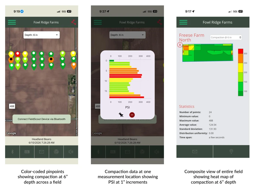 Field Scout SC 950 Soil Compaction Meter with Bluetooth and optional Spec Connect app allows GPS Mapping