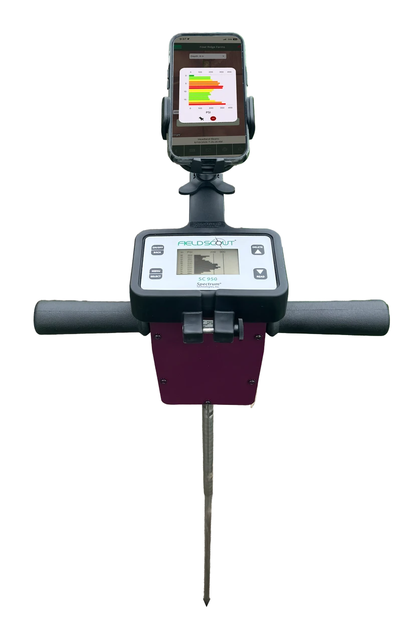 View your cell phone GPS map while taking moisture or soil compaction readings with the FieldScout cell phone holder