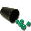 5 Green 16mm Dice with Synthetic Leather Cup