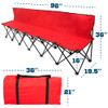 8-Foot Portable Folding 6 Seat Bench with Back, Red