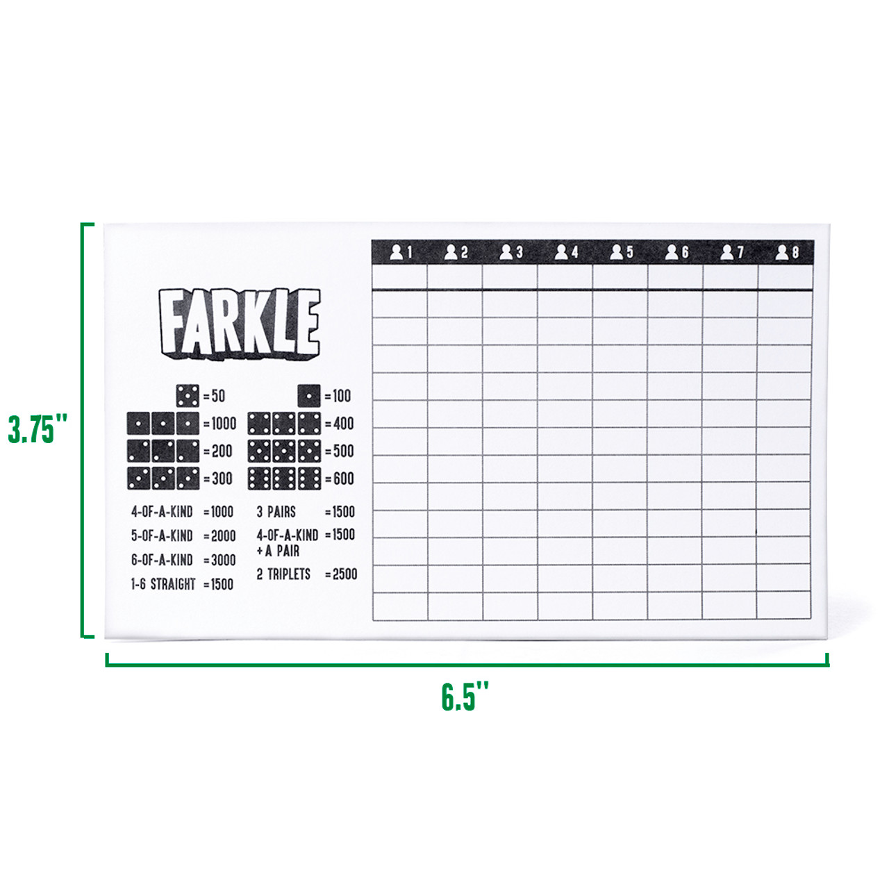 Farkle Scorecards, 75 Sheets - Hobby Monsters farkle-scorecards-75-sheets-hobby-monsters