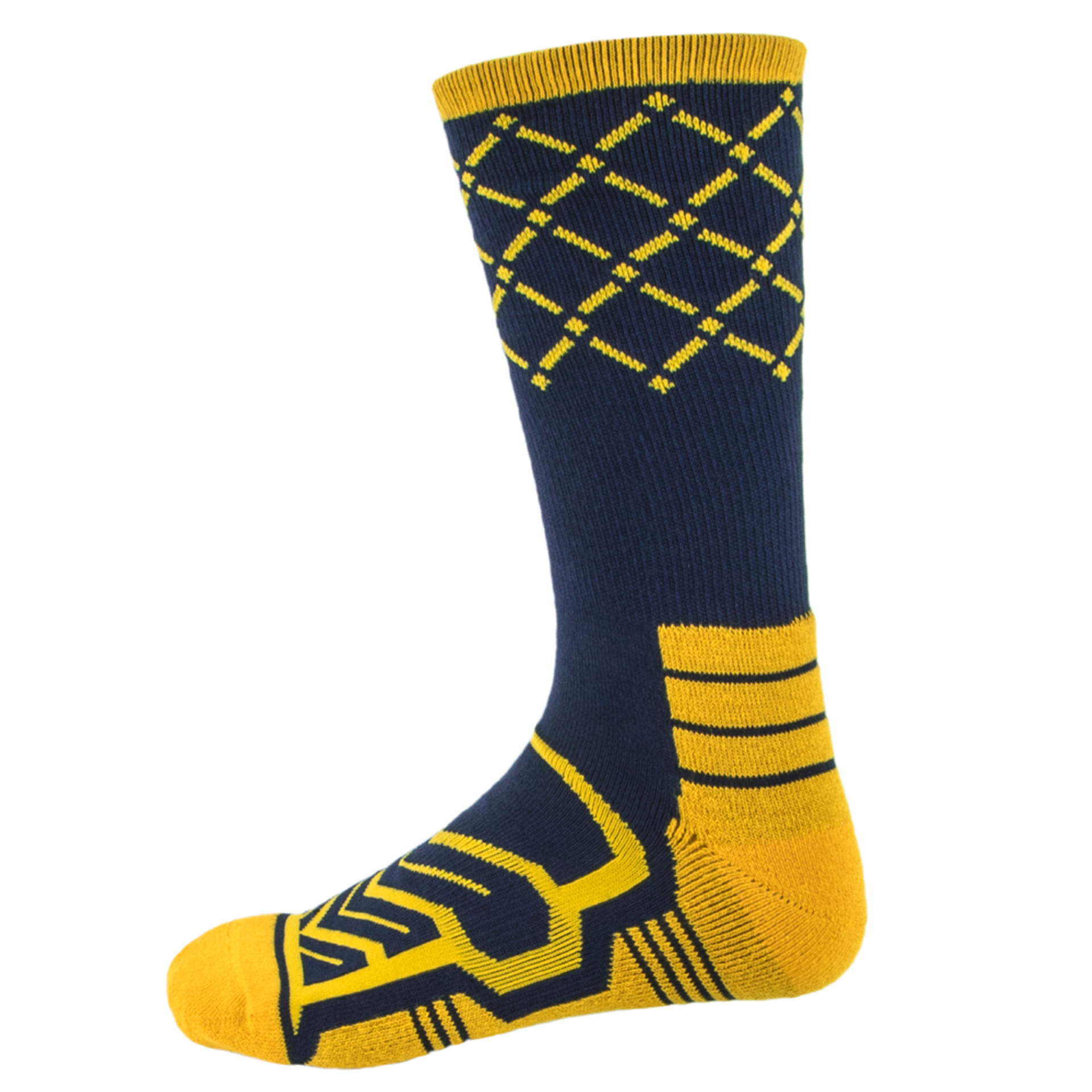 Large Basketball Compression Socks, Navy/Yellow - Hobby Monsters