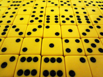 16mm Yellow Dice w/ Black Pips