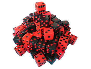16mm Black and Red Dice Assortment