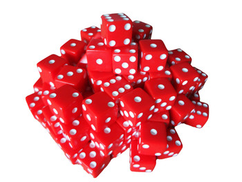 12mm Red Dice w/ White Pips