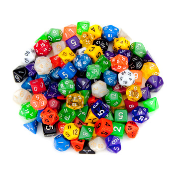 100+ Pack of Random Polyhedral Dice w/ Free Pouch