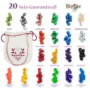 Bag of Holding: 140 Polyhedral Dice in 20 Complete Sets
