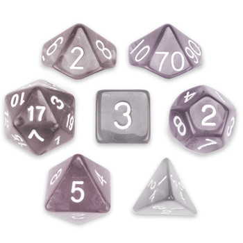 7 Die Polyhedral Set in Velvet Pouch, Drowskin