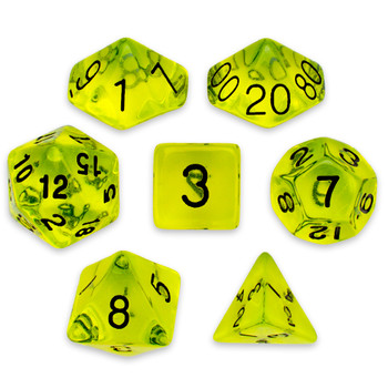 7 Die Polyhedral Set in Velvet Pouch, Boiled Bile